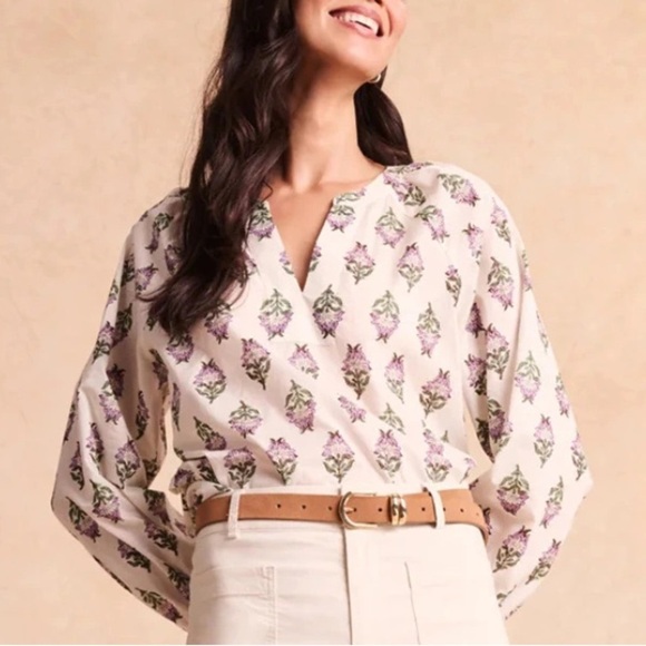 J. Crew Tops - J.Crew Floral Block Print Top L – Boho Cottagecore Lightweight Blouse